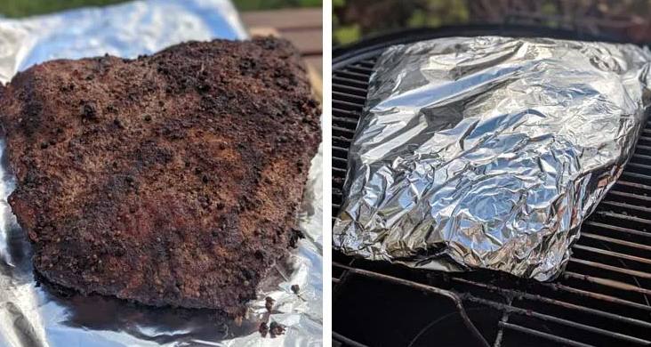 wrapping meat in aluminum foil