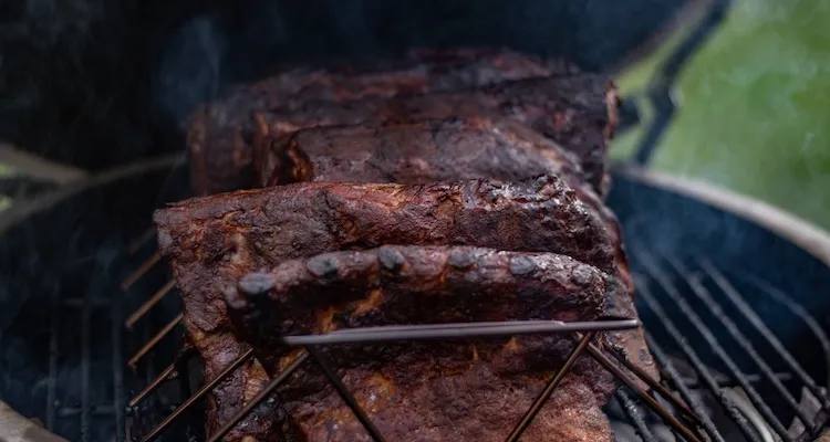 pork ribs on a smoker