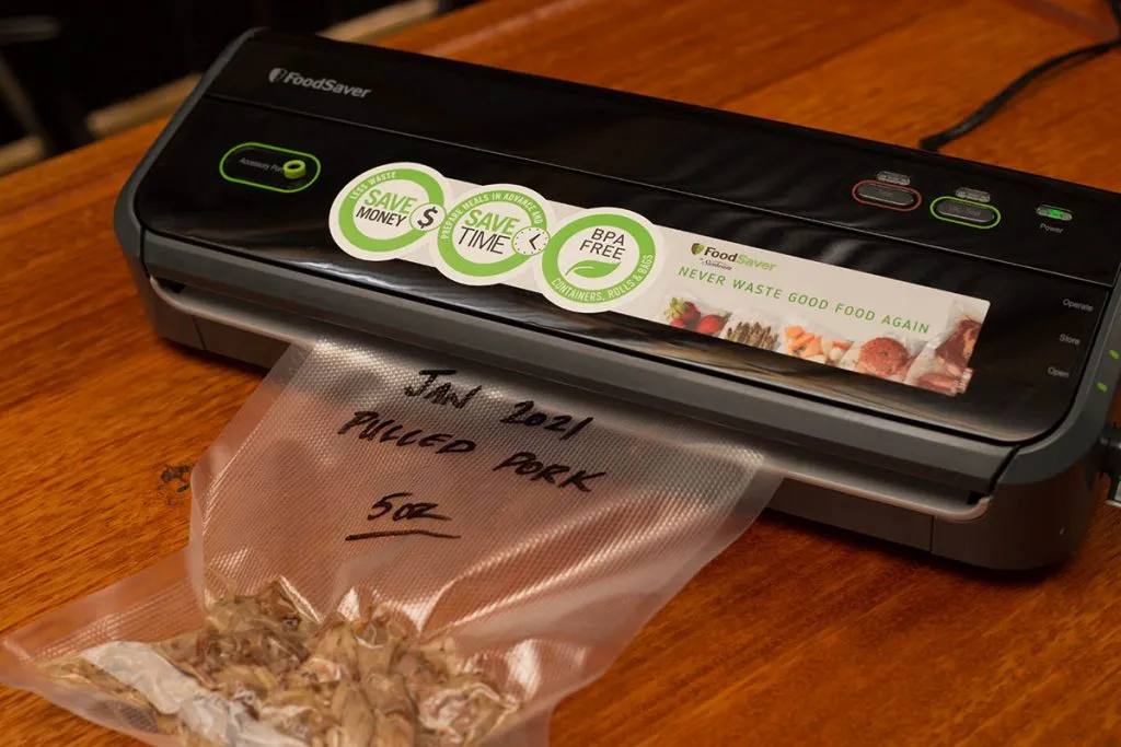 FoodSaver vacuum sealer quickly seals pulled pork