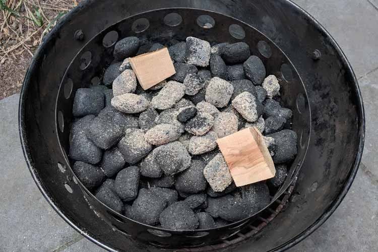 Place the lit coals in your center well