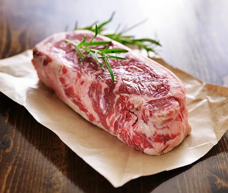 Raw new york strip steak